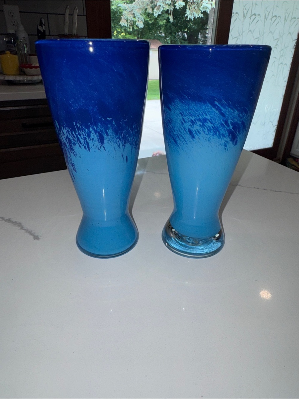 ( 2 )Art Handblown Tall Glasses